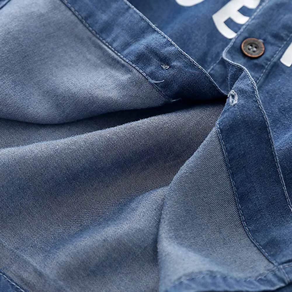 Джинсовая рубашка с длинным рукавом для маленьких мальчиков хлопковая весенняя