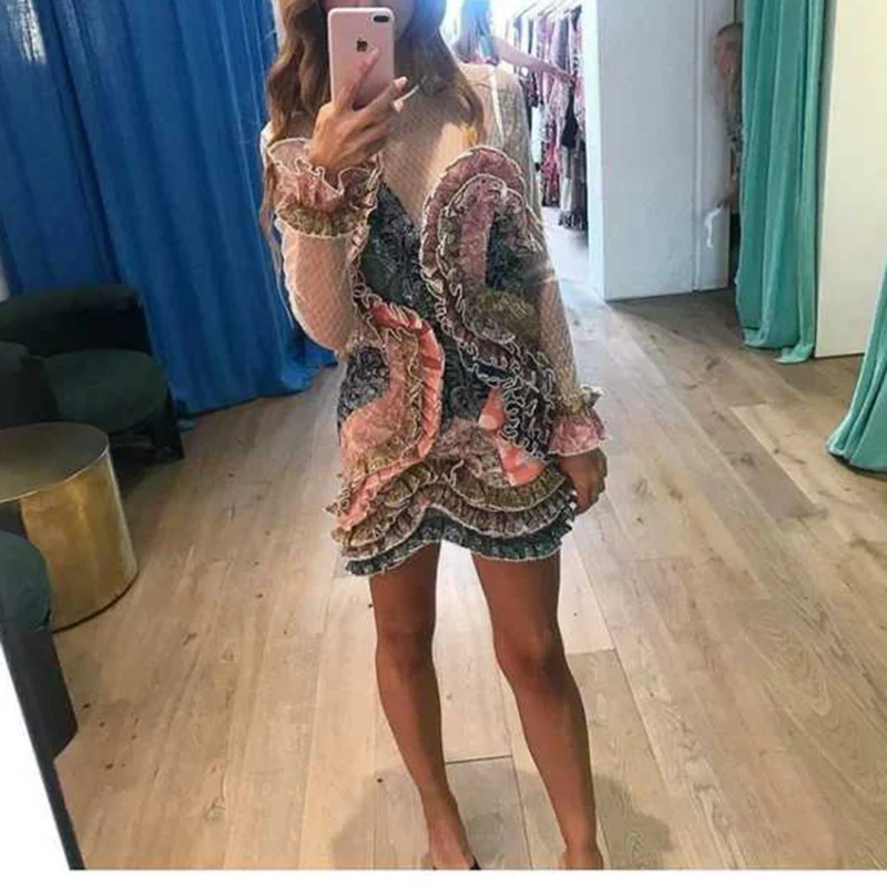 HIGH STREET Новый стильный 2019 дизайнерское платье женское плиссированное с рюшами |