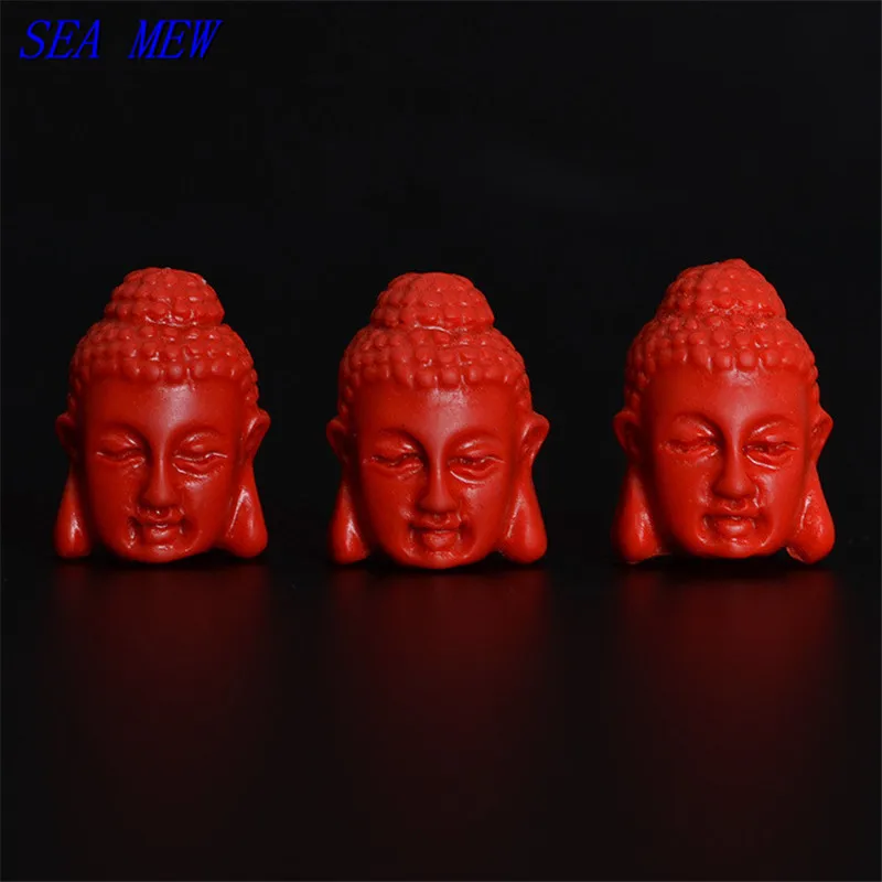 SEA MEW 5 шт. 11 мм * 15 красный циннабар Двусторонняя Будда бусины головка для
