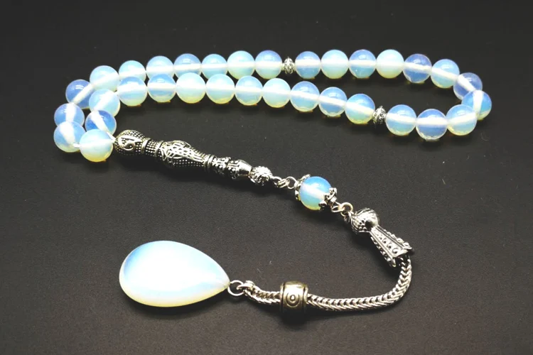 Новое поступление опал камень Tasbih 33 66 99 бусины 8 марта подарок мусульманских misbaha человека молитва женский браслет Ислам Четки