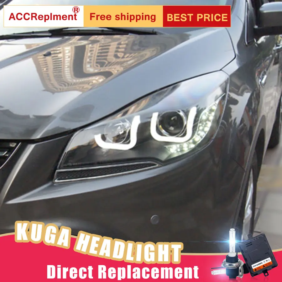 2Pcs LED Headlights For Ford escape/kuga 2013-2015 led car lights Angel eyes xenon HID KIT Fog Daytime Running Lights | Автомобили и