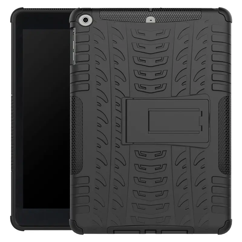 Черный ТПУ+ PC защитный чехол для Apple iPad 9,7 A1822 A1822 A1823 A1893 A1954 гибридный прочный резиновый чехол funda+ Flim - Цвет: Черный