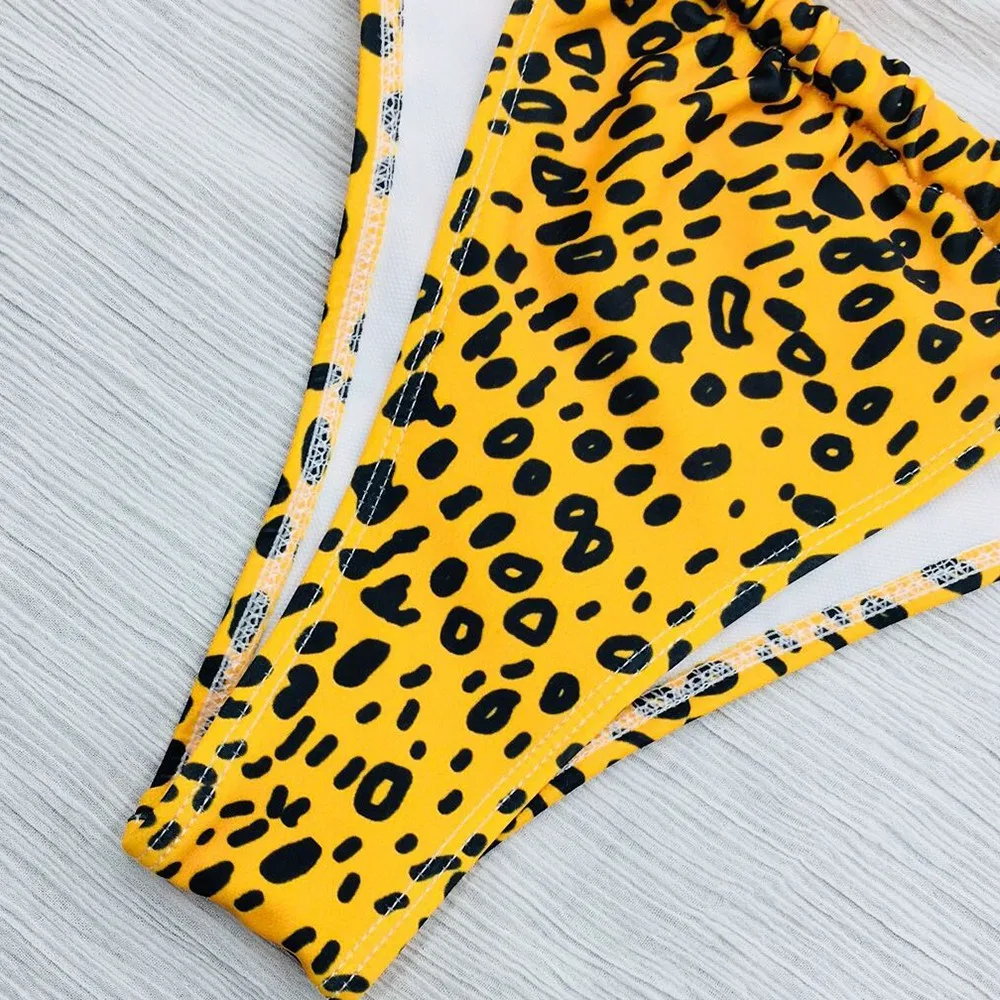 Womail Sexy Swimwear Women Leopard Print Bikinis Set Wrapped Swimsuit Push Up Knotted Bikini tankini Female suit I300124 |