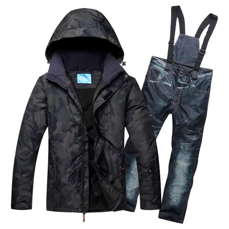 

Лыжные комплекты, Мужская Новая брендовая Двухсторонняя куртка для сноуборда + штаны, зимняя одежда для взрослых, водонепроницаемый теплый ...