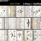 Тату для тела Nu-TATY, 15 шт.лот, золотистый павлин, временные 3D татуировки для макияжа, хна, тату для боди-арта, наклейка для тела, купальник, инструмент для макияжа