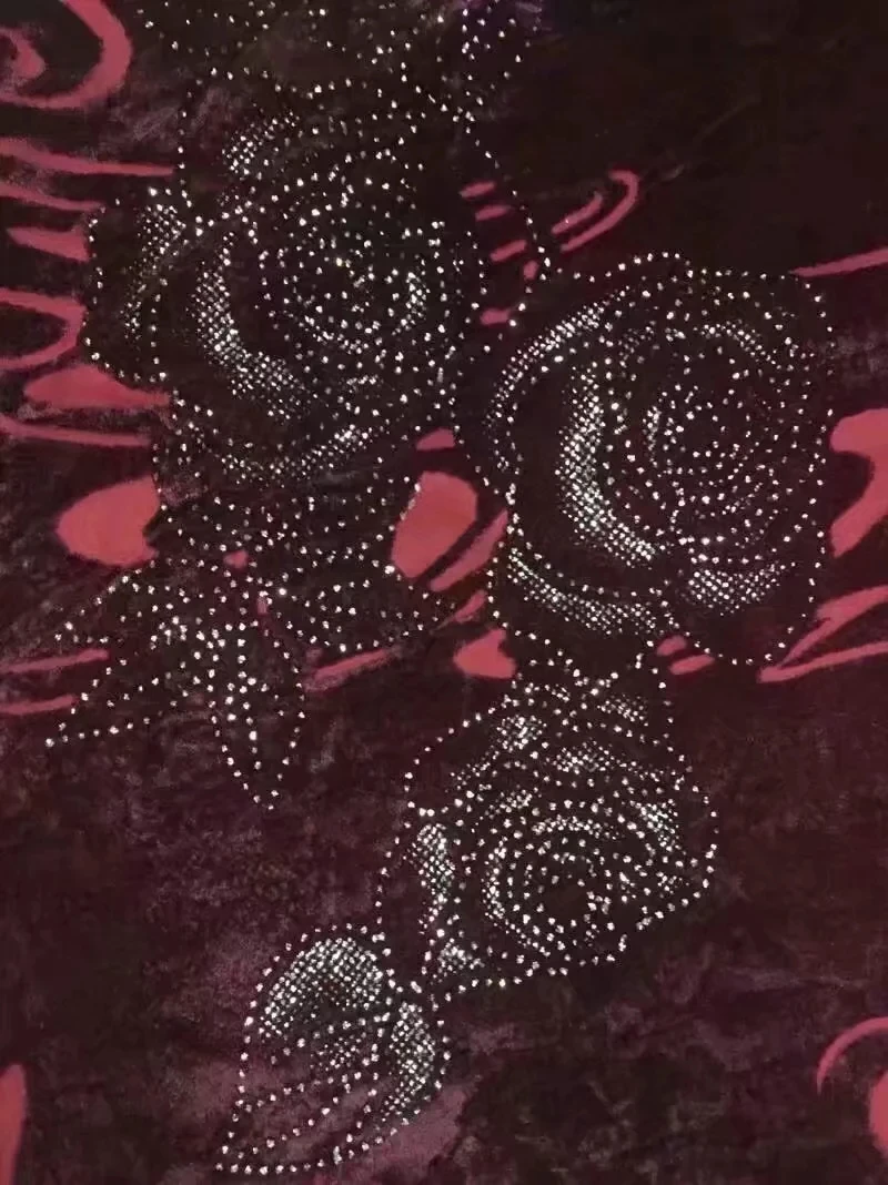 High quality african velvet lace fabric with stones 5 yards per lot silk embroidery CNR-48 | Дом и сад