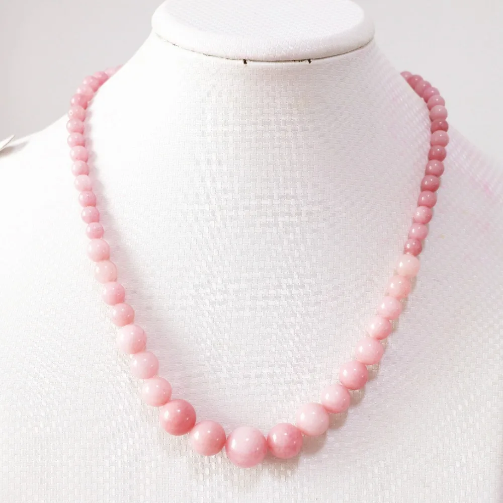 New Fashion Women Pink Rhodochrosite 6-14mm Round Beads Diy Necklace Elegant Chain Choker Jewelry 18inch B617 | Украшения и
