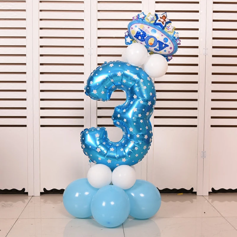 32 дюймовые воздушные шары Pink/ Blue с цифрами из фольги баллоны гелием товары для дня
