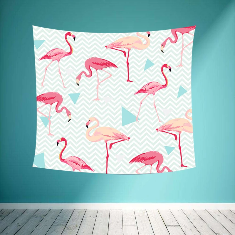 Настенный гобелен с принтом розового фламинго полиэстер коврик для йоги