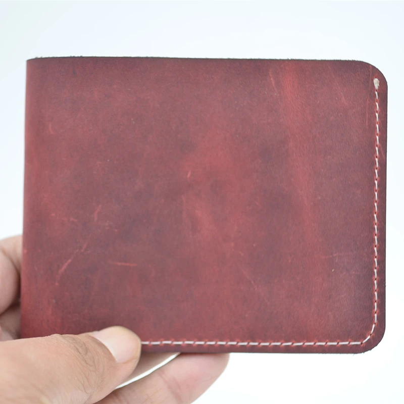 Натуральная кожа короткие бумажник человек/чистый коричневый ручной работы