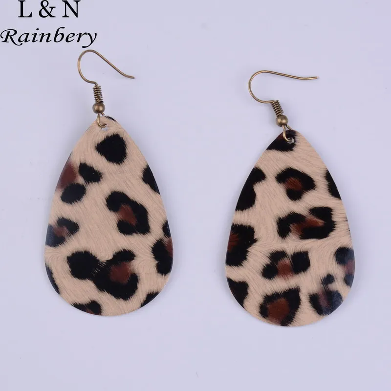 Классические леопардовые массивные серьги Rainbery капли из искусственной кожи