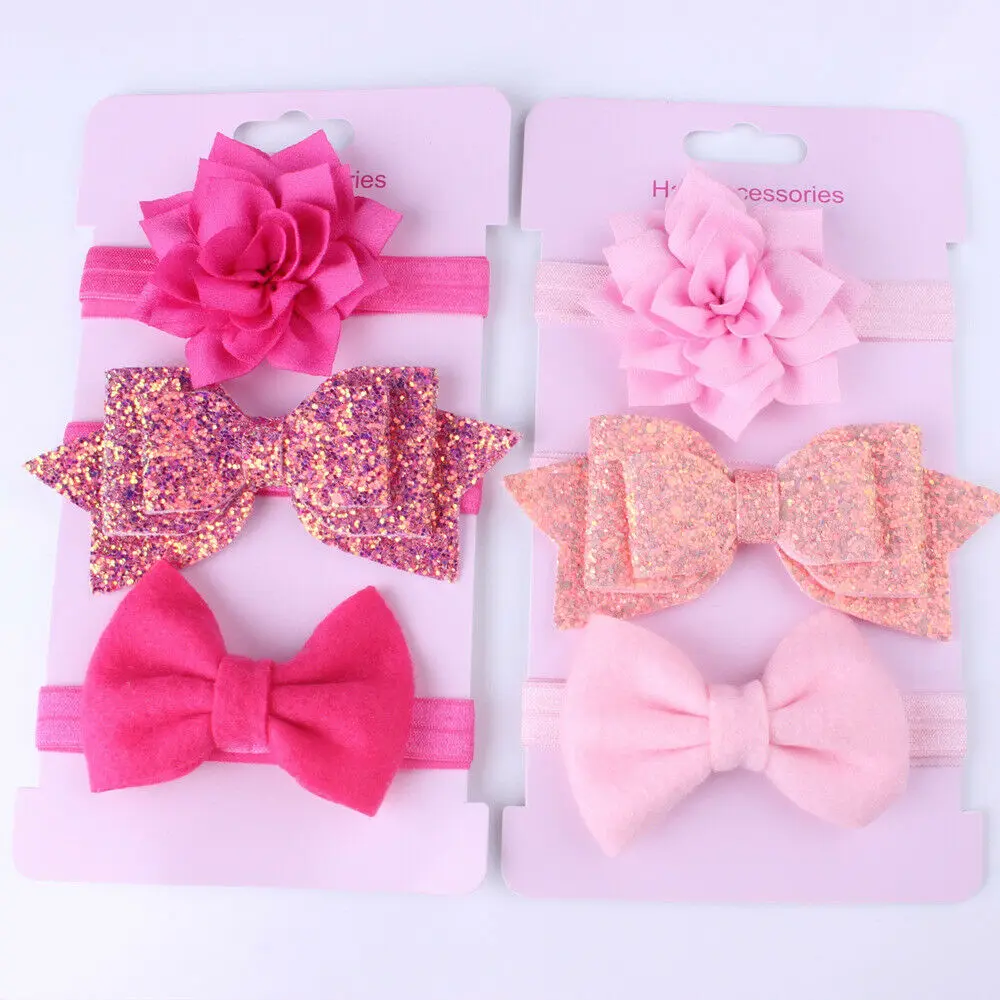 2019 AccessoriesHeadwear 3Pcs/Set Cute Infant Baby Girls Bow Headband Newborn Elastic Hairband Hair Photo Props Wholesale Gift | Детская