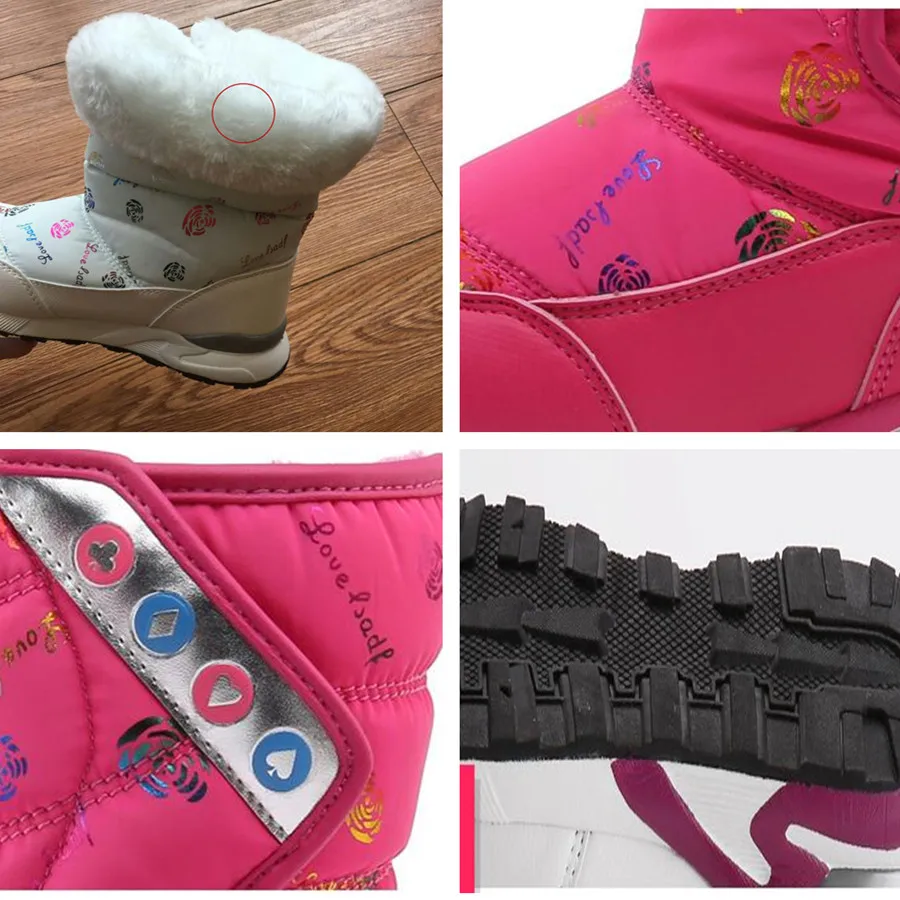 Модные зимние ботинки для девочек 2018 детские детская обувь водонепроницаемые