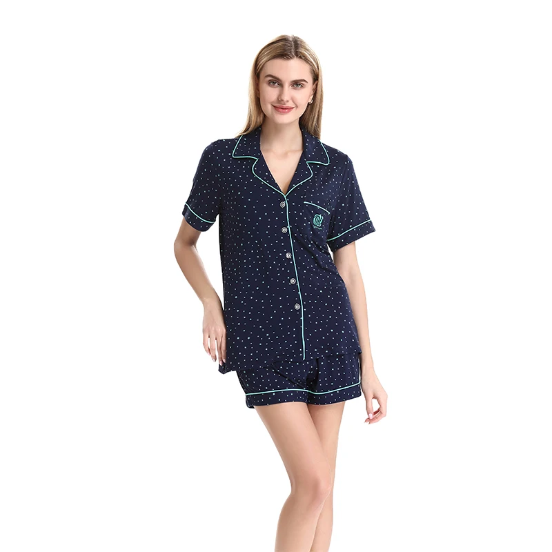 Женский короткий пижамный комплект х/б с принтом в виде звезд|pajamas set cotton|pajamas suitshort