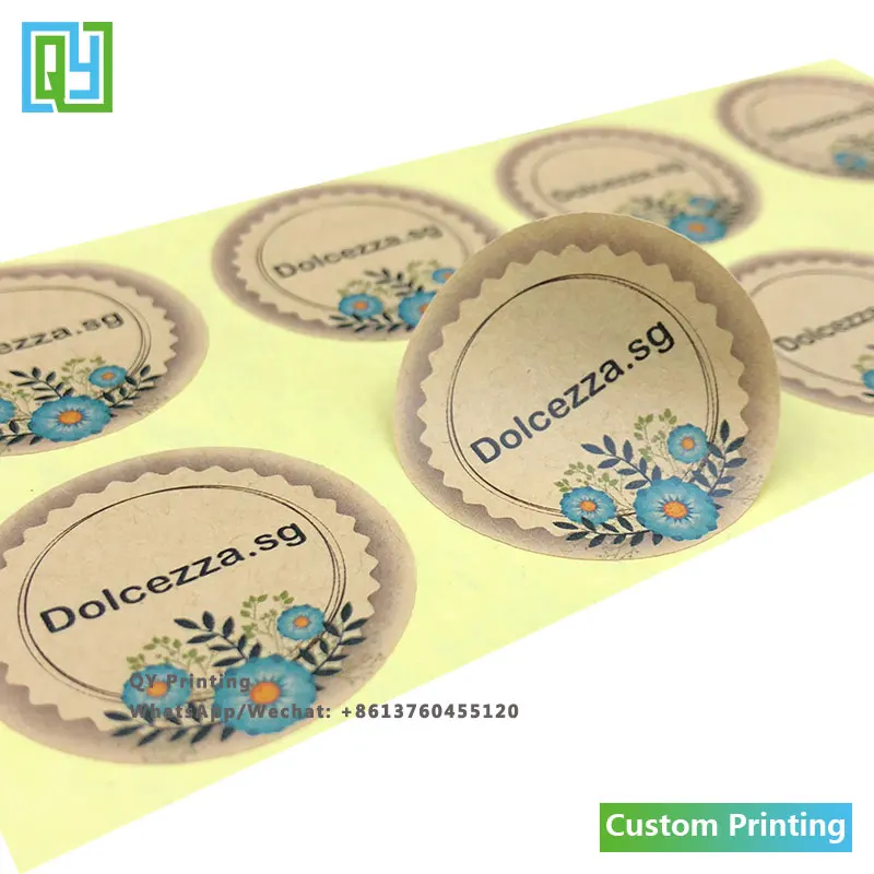 1000pcs 35x35mm free shipping custom printed adhesive kraft paper stickers honey bottle packing labels round circle sticker seal