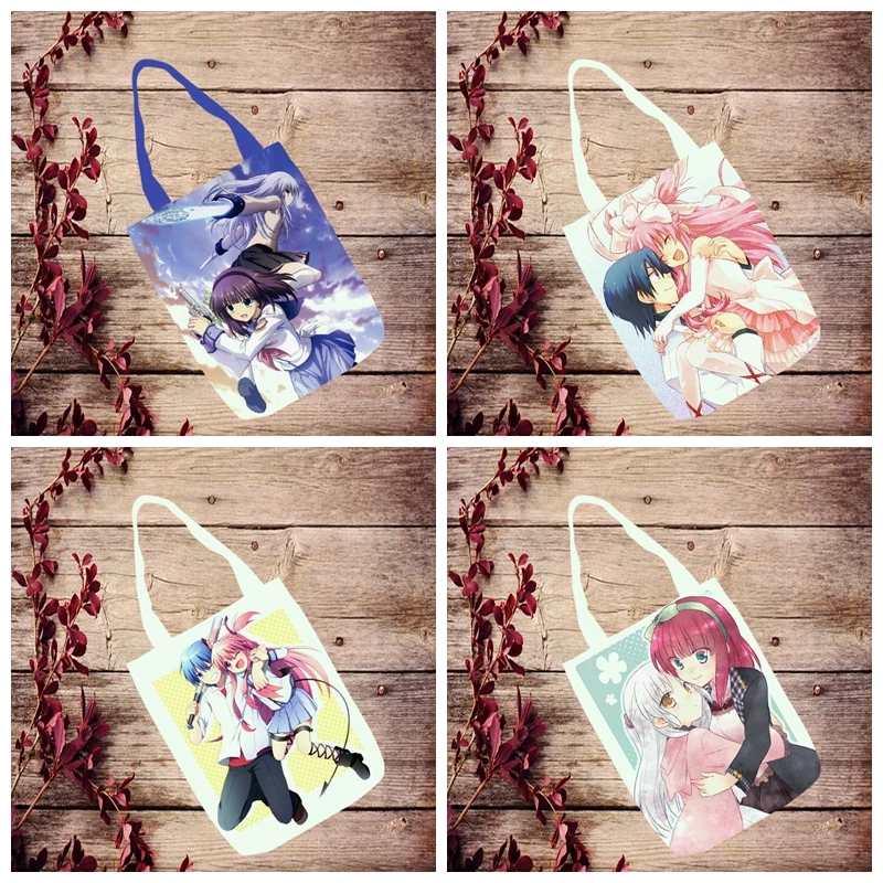 

manga Angel Heart Fashion Anime Foldable Handbag Canvas Shopping Bag Casual Shoulder Bags Customized Tote Lady Girls New
