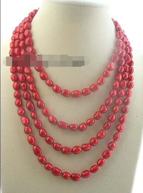 HOT## Wholesale FREE SHIPPING >freshwater pearl red baroque necklace 65" nature | Украшения и аксессуары