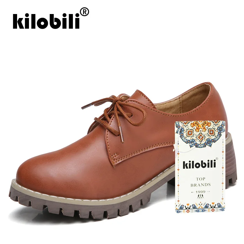 Kilobili/2018 г. Осенние женские туфли оксфорды повседневные лодочки из натуральной