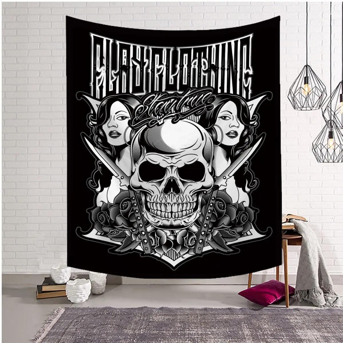 150x200 см Большой Настенный Гобелен Хэллоуин Декор череп Коврик для йоги с принтом
