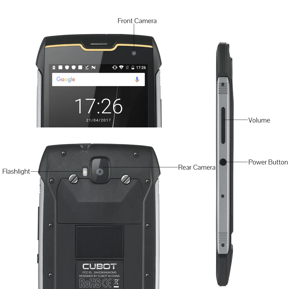 Cubot KingKong IP68 водонепроницаемый прочный смартфон 4400 мАч с большой батареей 3G с двумя sim-картами Android 7,0 2 Гб ОЗУ 16 Гб ПЗУ Компас+ gps MT6580,Cubot King Kong,Спортивный Телефон