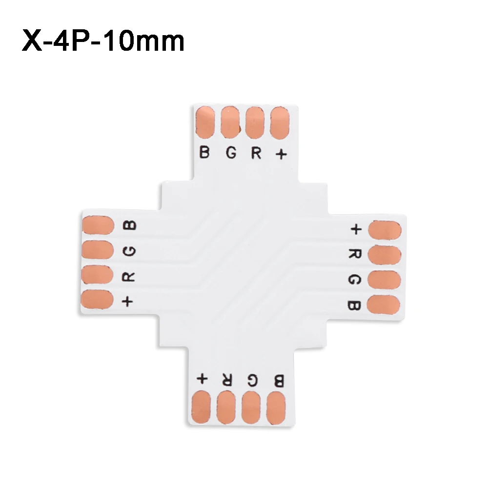 5 шт. L T X форма RGB RGBWW Светодиодная лента Угловой коннектор; pcb; плата 8 мм 10 мм 12 мм 2pin 3Pin 4pin 5pin 6Pin одноцветная RGB RGBW - Цвет: X-4P-10MM