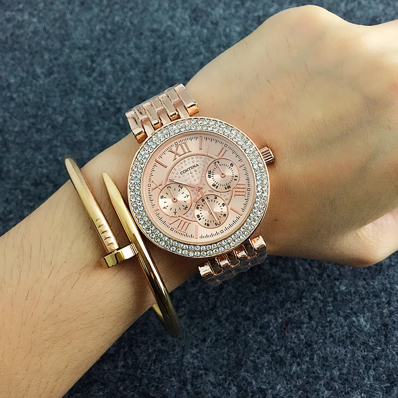 Новое поступление Contena роскошные часы Montre Femme модные женские Стразы с полным