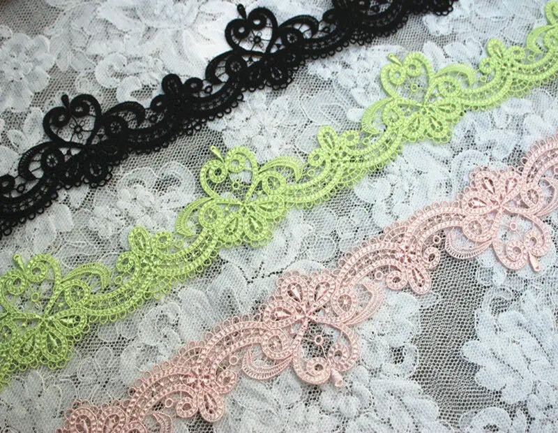 Флуоресцентная зеленая розовая черная Водорастворимая кружевная отделка 5 8 см 2