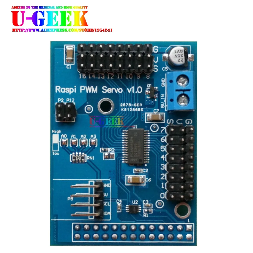 UGEEK Raspberry Pi PWM Servo Плата расширения/щит поддержка 16 канального сервопривода до 256