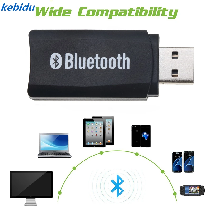 Kebidu беспроводной Bluetooth 5 0 USB приемник адаптер ключ AUX с 3 мм аудиокабелем громкой