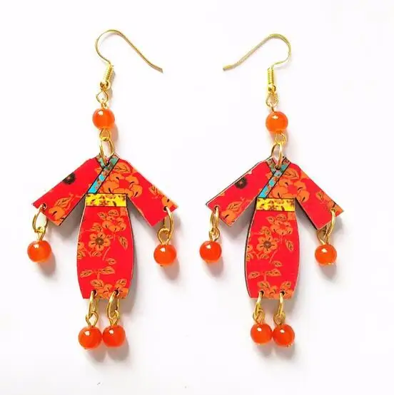 Новый дизайн 3D красочные деревянные висячие серьги в стиле бохо с этническими