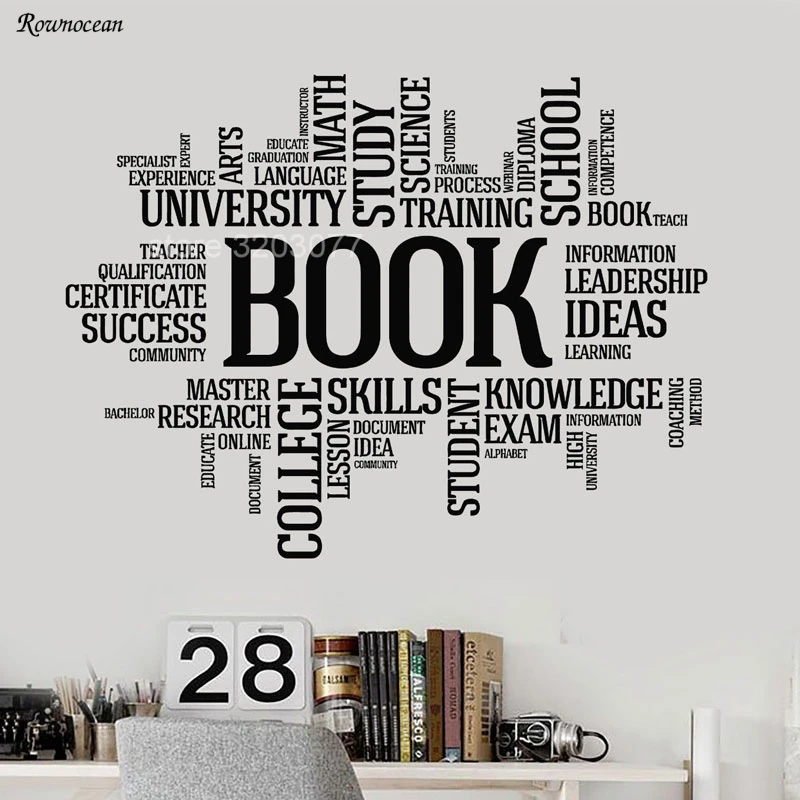 

Big Size Vinyl Wall Decal Books Words Bookworm Library Bookshop Inspirational Quotes Stickers Success Office School Decor SK11