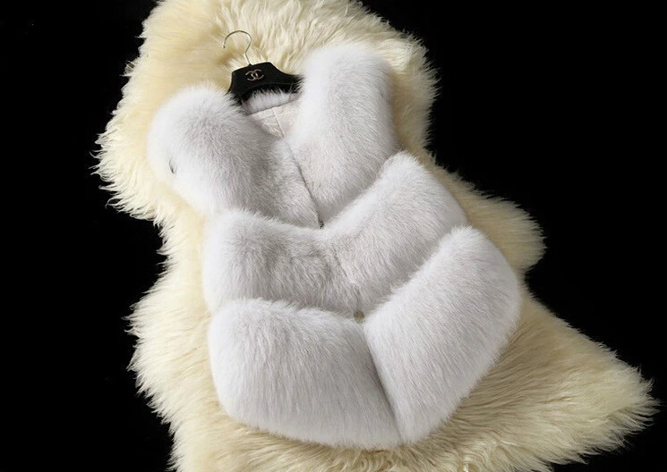 Новинка 2016 зимний жилет из лисьего меха искусственного Женская куртка Норковый