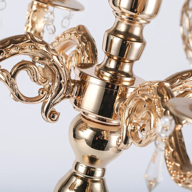

Metal Candle Holders 5-arms Metal Candelabras Luxury Crystal Candlesticks For Wedding Table Event Centerpieces 10 PCS / Lot
