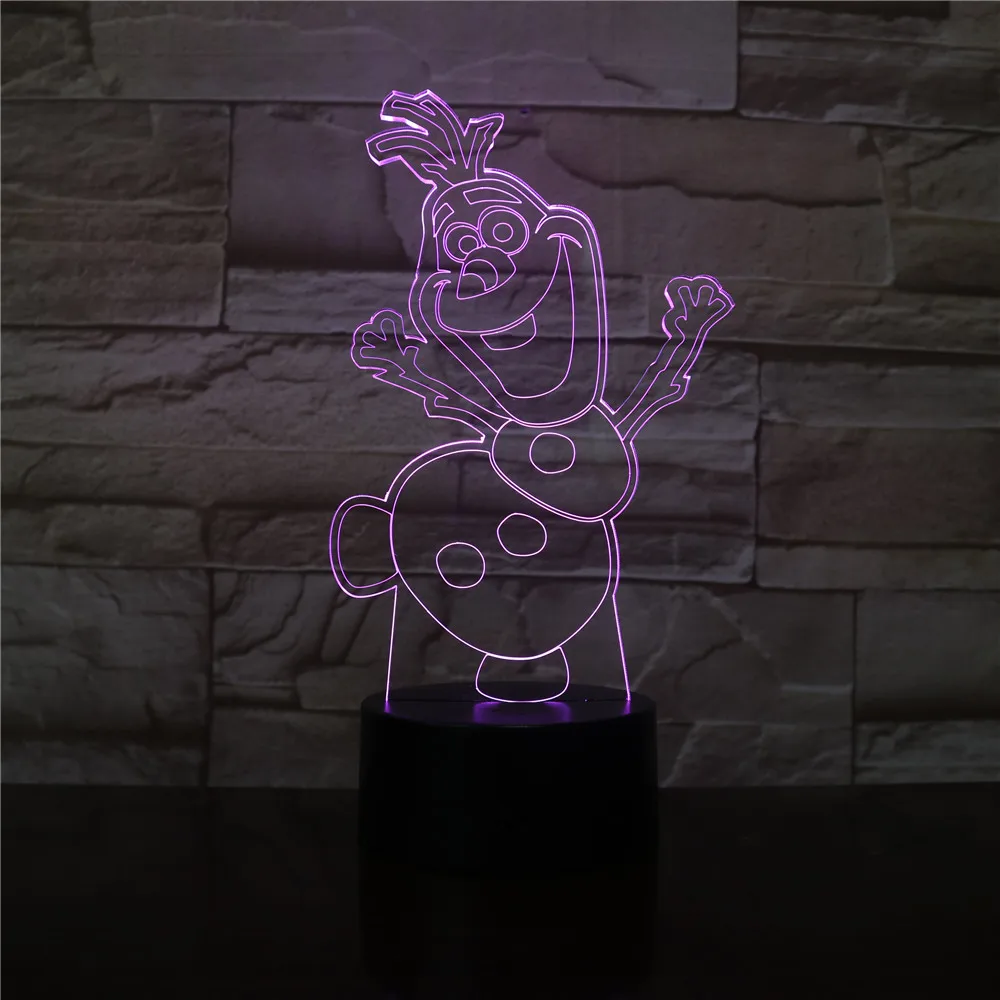 

3D Night Light Snowman Olaf Nightlight for Kids Bedroom Decor Battery Operated Atmosphere Pretty Baby Led Night Lamp