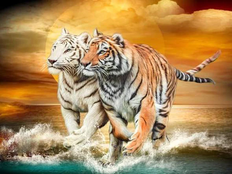 GLymg 5D алмазная картина яркие Стразы сделай сам вышивка наборы тигр RunTiger Run стена