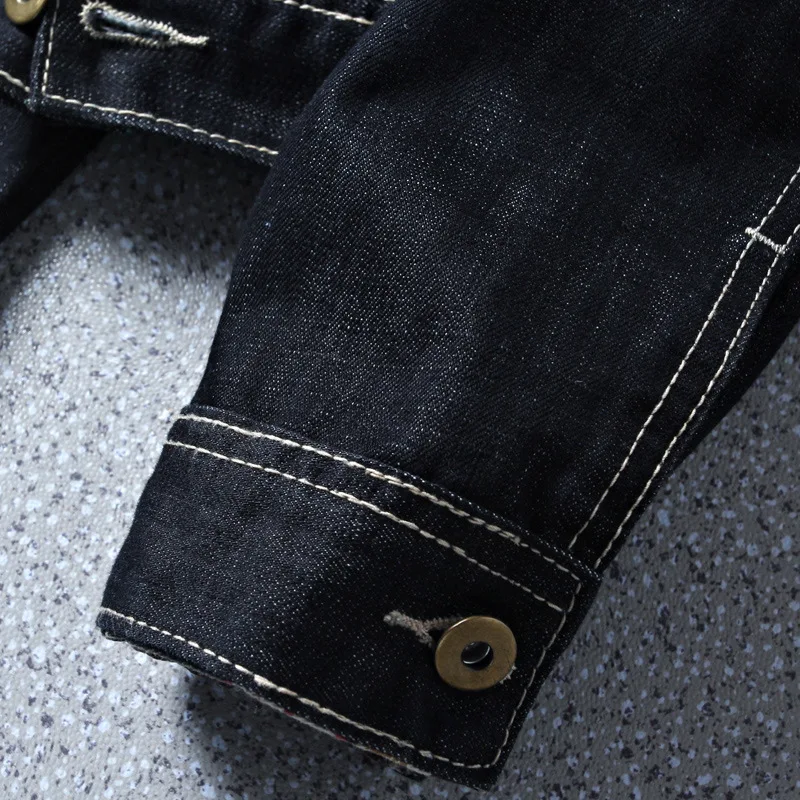 Джинсовая куртка мужская однотонная Повседневная джинсовая ковбойская верхняя