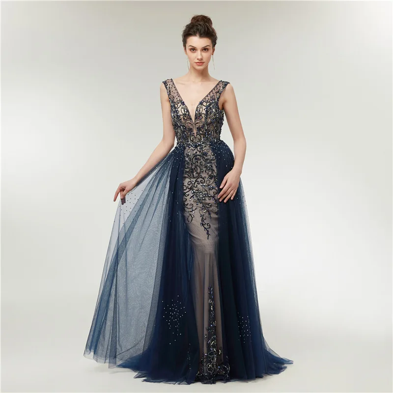 2019 Fashion Beautiful Blue Long Evening Dress Mermaid Glitter Elegant Women's Dresses Plus Size | Свадьбы и торжества