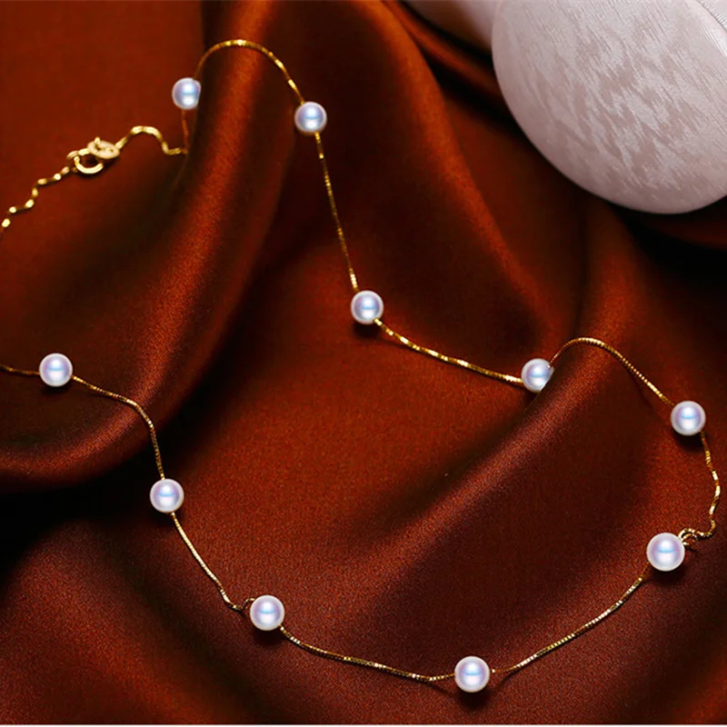 Ожерелье женское из натурального жемчуга 100% мм 7 мм|fashion jewelry|jewelry fashionjewelry free shipping |