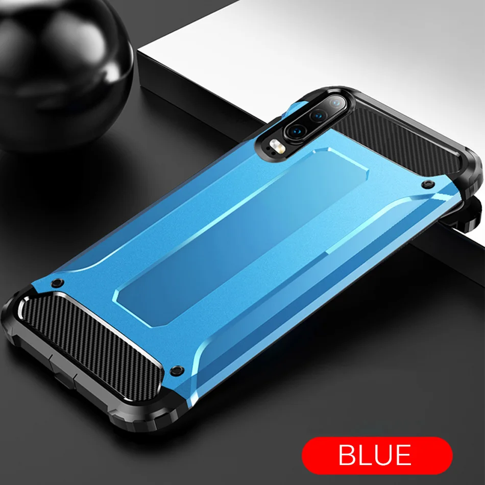 Blue Роскошный противоударный защитный чехол для huawei P30 P8 P9 P10 mate 20 10 P20 Lite чехол для huawei P30 P20 Pro Бампер Мягкий чехол - Цвет: Blue
