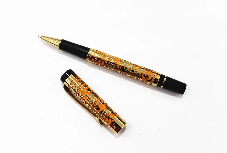 Jinhao 5000 красная и Золотая шариковая ручка с тиснением в виде дракона, роскошные подарочные ручки для письма - Цвет: 02