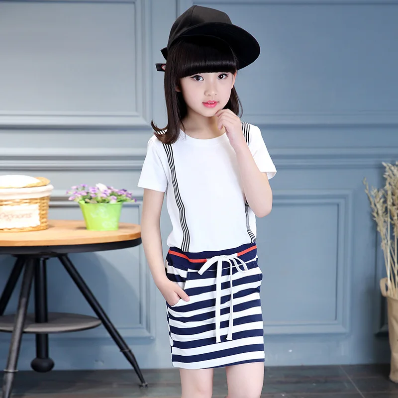 Fashion Girl Summer Dress 2018 Casual Girls Dresses Cotton Sports Clothes Toddler Clothing Children For 6-16Y | Детская одежда и