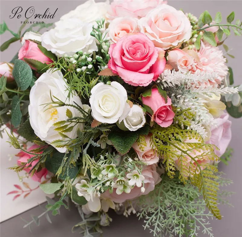 PEORCHID 2019 розовый букет невесты для свадьбы имитация розы свадебный ручной Букет