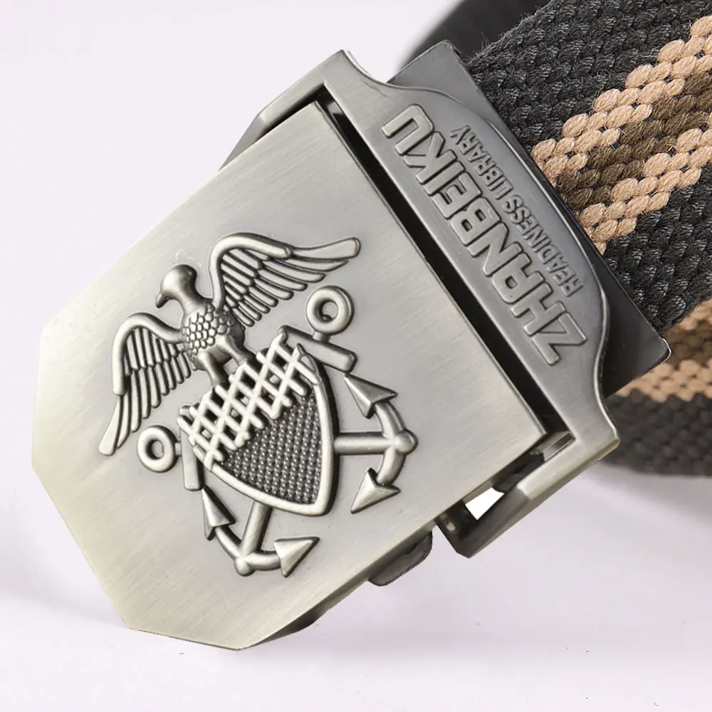 Ремень брезентовый мужской в стиле милитари Модный повседневный дизайнерский