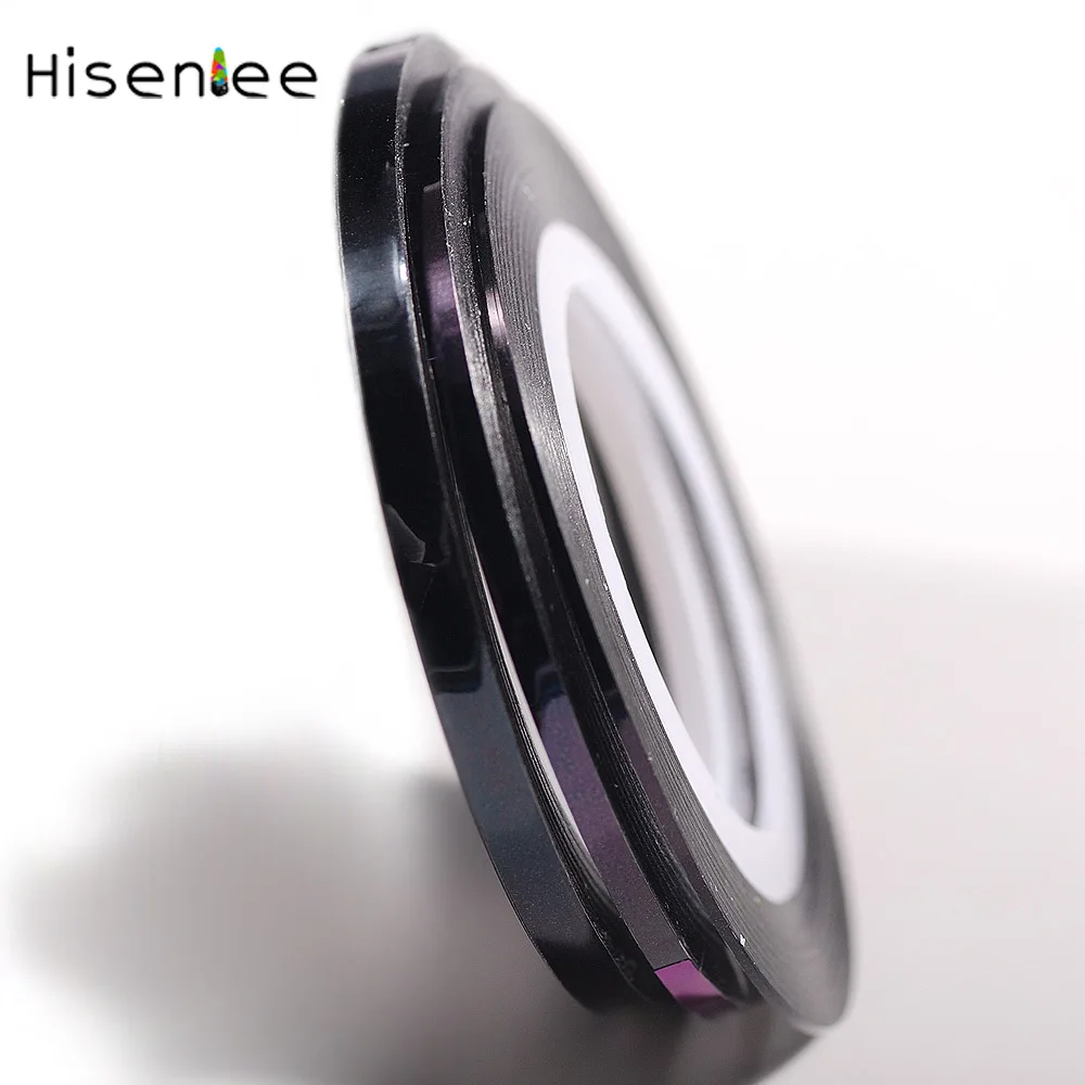 Hisenlee 3 рулонов 1 мм 2 мм 3 мм Nail Art Блеск съемная лента для линии, полосы инструменты для украшения ногтей клей наклейки для маникюра - Цвет: laser black