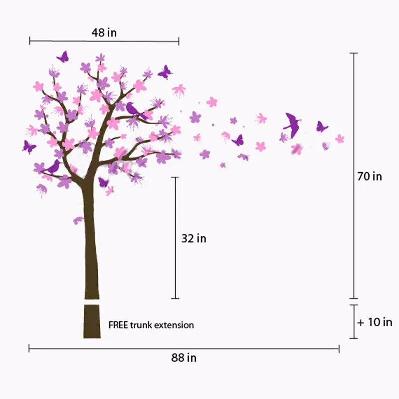Настенные Стикеры с изображением дерева Современные стикеры на стену цветущего