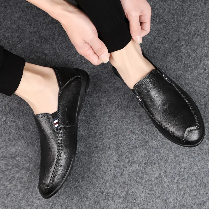 men Moccasins shoes outdoor Loafers Casual Genuine Leather Driving Shoes flats Slip On Boat For Man big size 47 | Обувь