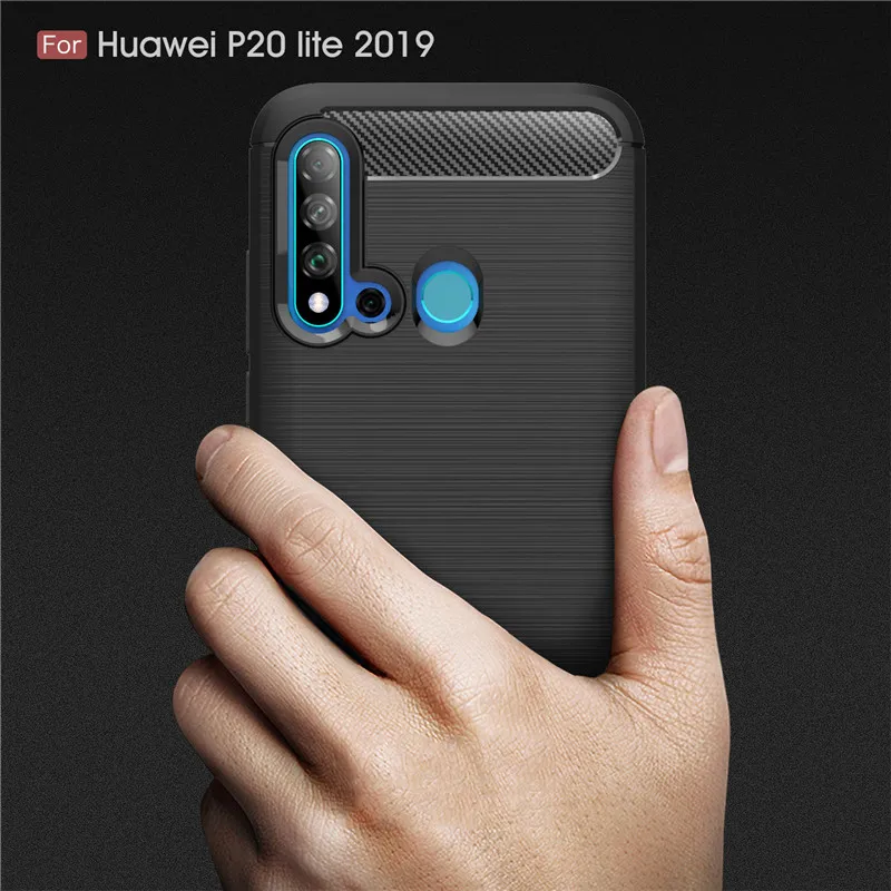 Силиконовые чехлы для huawei P20 Lite 2019 Чехол протектор из углеродного волокна Мягкий