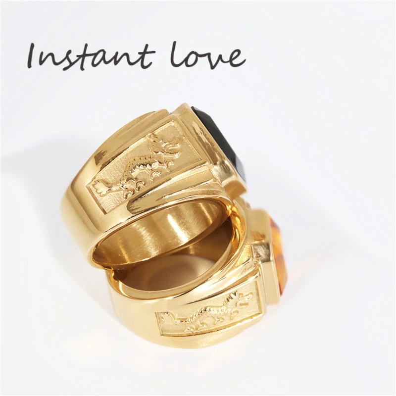 Мужское кольцо INSTANT LOVE красное синее белое CZ камень золото серебро тон
