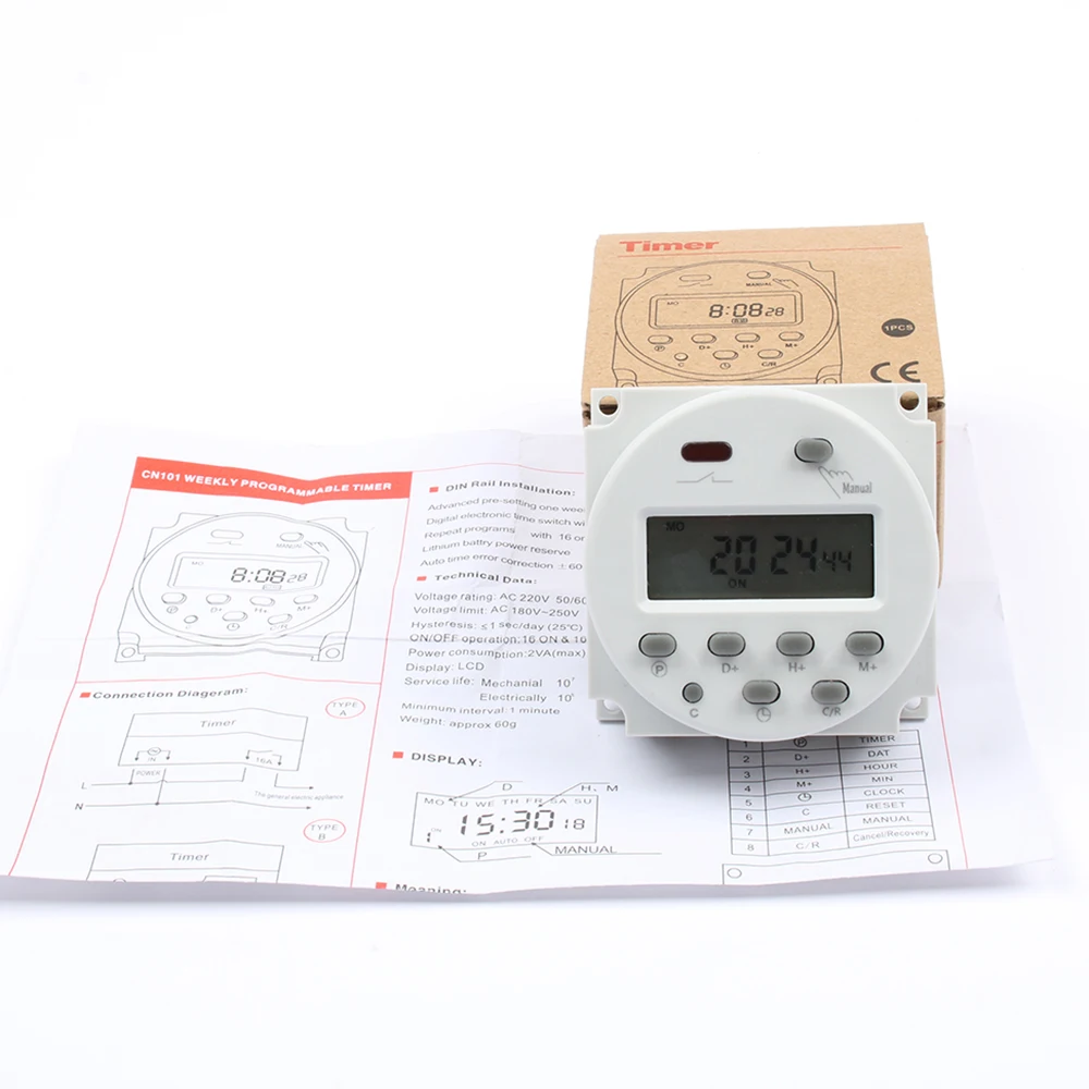 Бесконтактный CN101A AC DC 12V круглый цифровой ЖК таймер питания Еженедельно