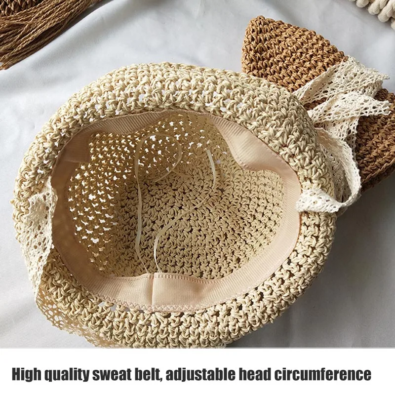 Соломенная шляпа для маленьких девочек летняя ветрозащитная пляжная от солнца с